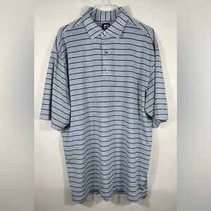 FootJoy Men’s Short Sleeve Golf Polo Shirt White Blue Black Stripes Size XL